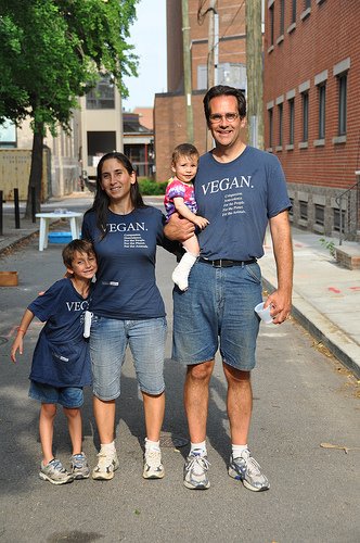 Vegan Shirt family in blue TS Designs t-shirts